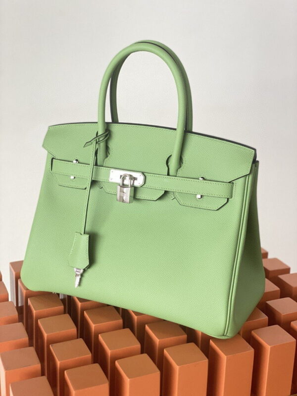 1:1 Replica Hermes Birkin Nata Swift Green For Women Silver Toned Hardware 10in/25cm
