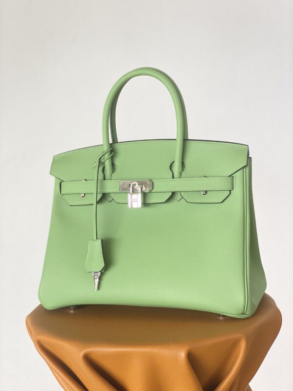 1:1 Replica Hermes Birkin Nata Swift Green For Women Silver Toned Hardware 10in/25cm