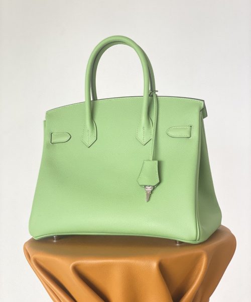 1:1 Replica Hermes Birkin Nata Swift Green For Women Silver Toned Hardware 10in/25cm