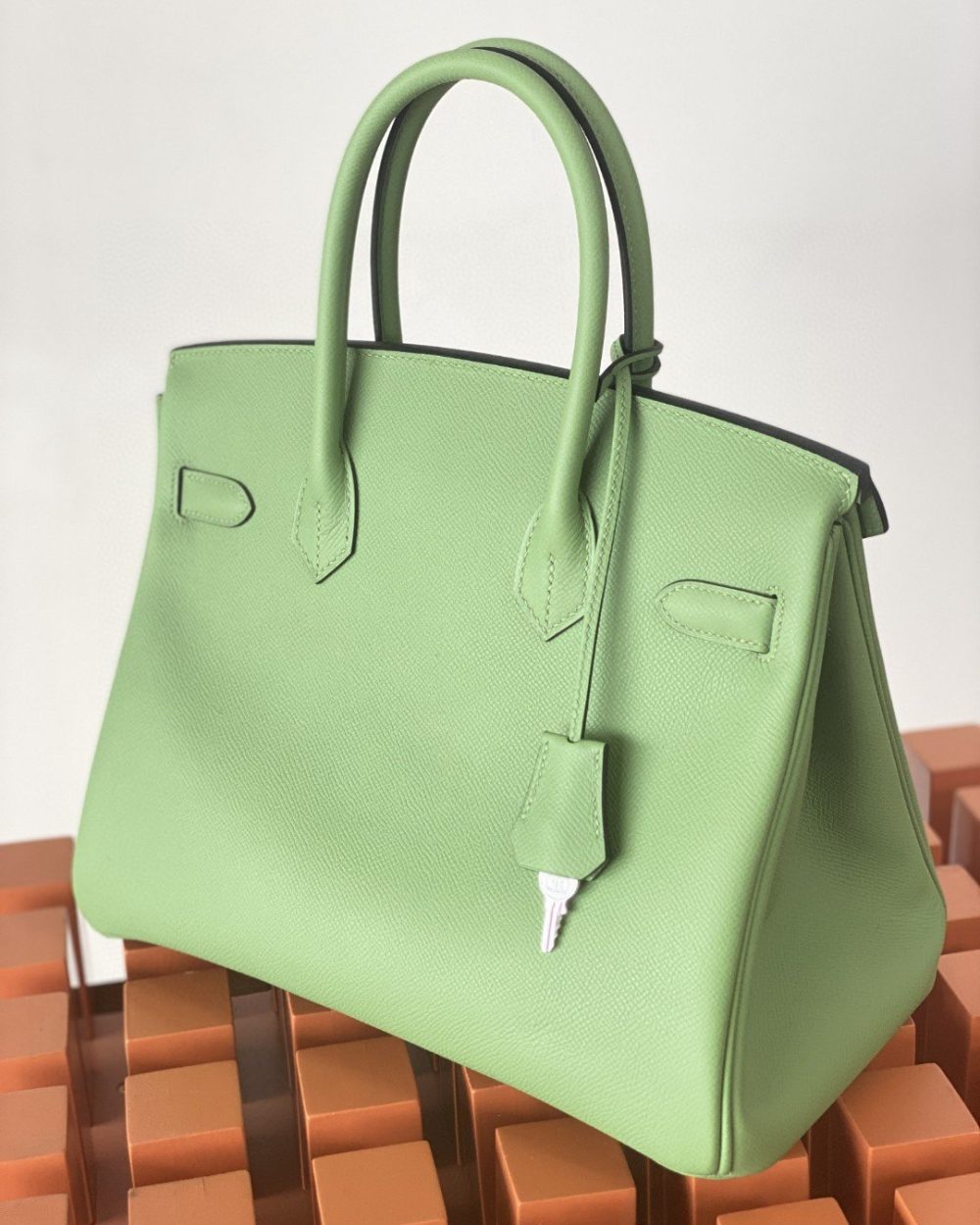 1:1 Replica Hermes Birkin Nata Swift Green For Women Silver Toned Hardware 10in/25cm