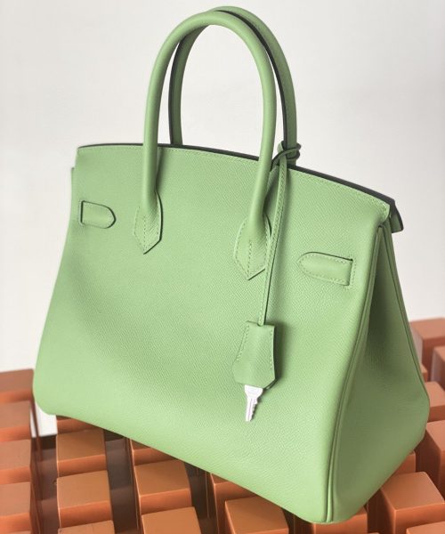 1:1 Replica Hermes Birkin Nata Swift Green For Women Silver Toned Hardware 10in/25cm