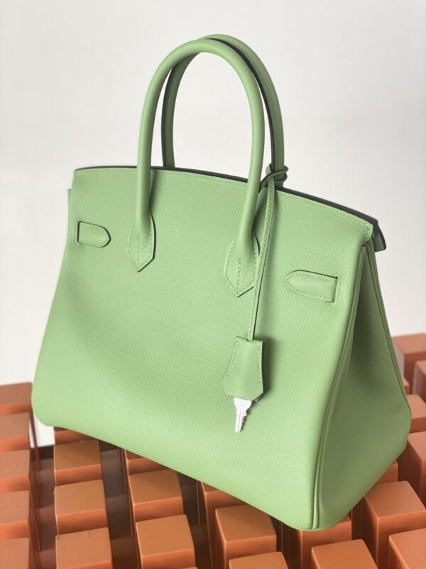1:1 Replica Hermes Birkin Nata Swift Green For Women Silver Toned Hardware 10in/25cm