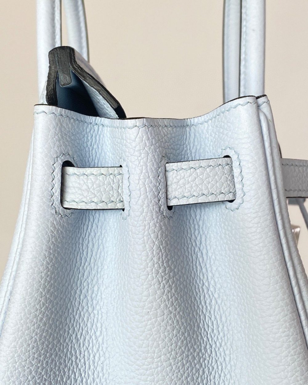 1:1 Replica Hermes Birkin Nata Swift Light Blue For Women Silver Toned Hardware 10in/25cm