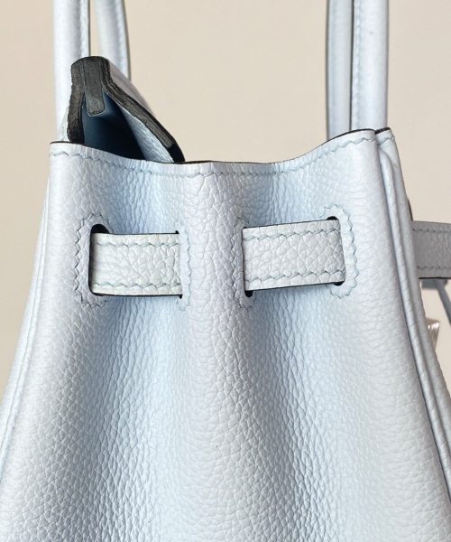1:1 Replica Hermes Birkin Nata Swift Light Blue For Women Silver Toned Hardware 10in/25cm