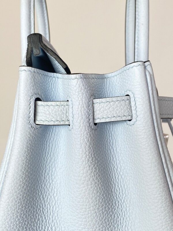 1:1 Replica Hermes Birkin Nata Swift Light Blue For Women Silver Toned Hardware 10in/25cm