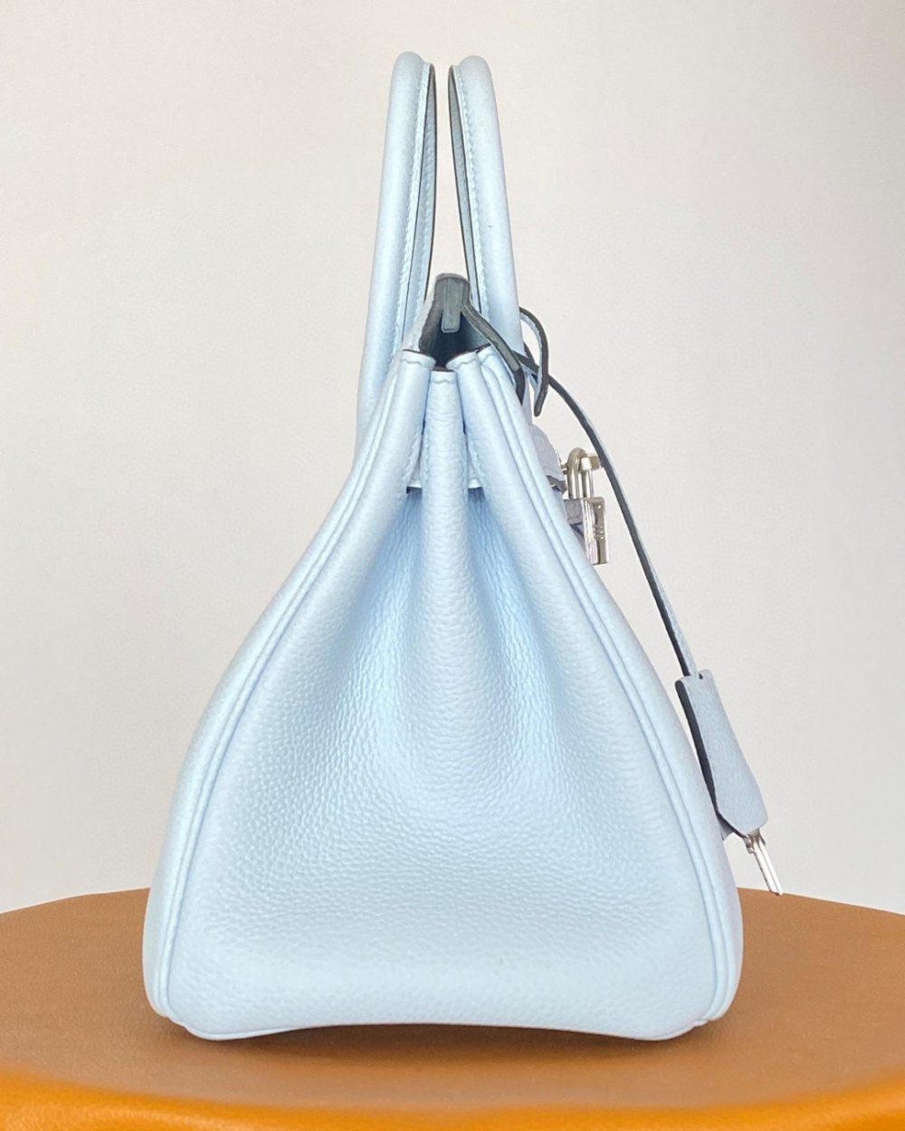 1:1 Replica Hermes Birkin Nata Swift Light Blue For Women Silver Toned Hardware 10in/25cm