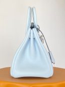 1:1 Replica Hermes Birkin Nata Swift Light Blue For Women Silver Toned Hardware 10in/25cm