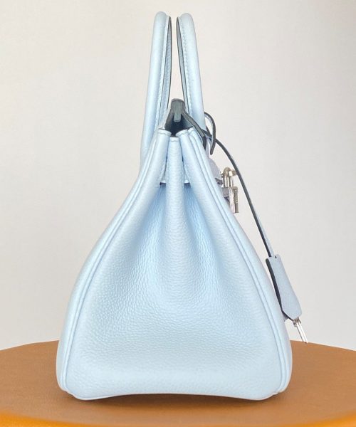 1:1 Replica Hermes Birkin Nata Swift Light Blue For Women Silver Toned Hardware 10in/25cm