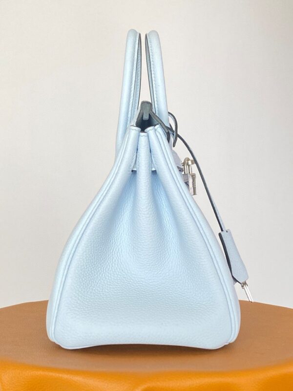 1:1 Replica Hermes Birkin Nata Swift Light Blue For Women Silver Toned Hardware 10in/25cm