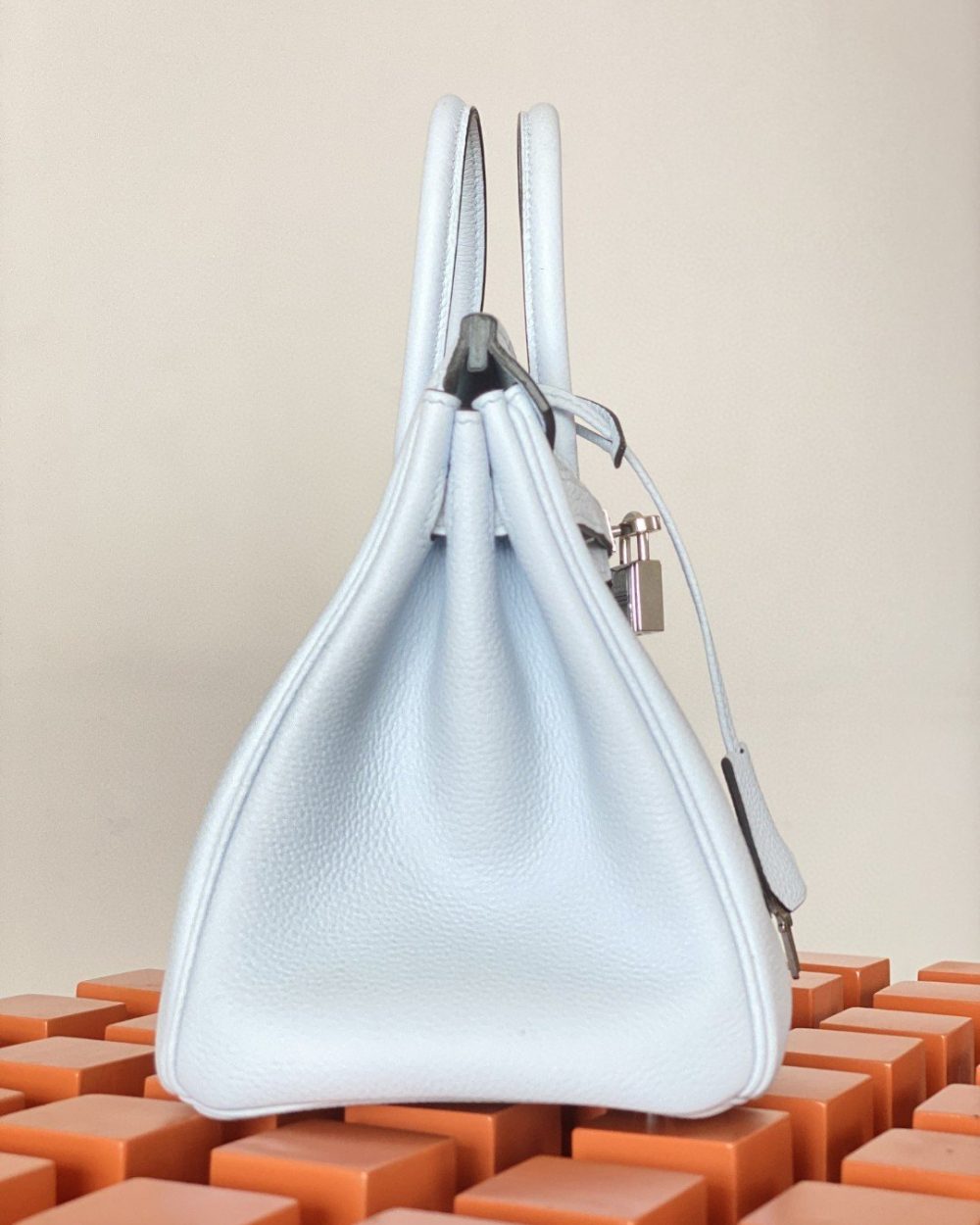 1:1 Replica Hermes Birkin Nata Swift Light Blue For Women Silver Toned Hardware 10in/25cm