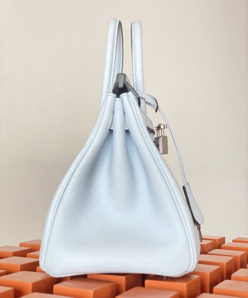 1:1 Replica Hermes Birkin Nata Swift Light Blue For Women Silver Toned Hardware 10in/25cm