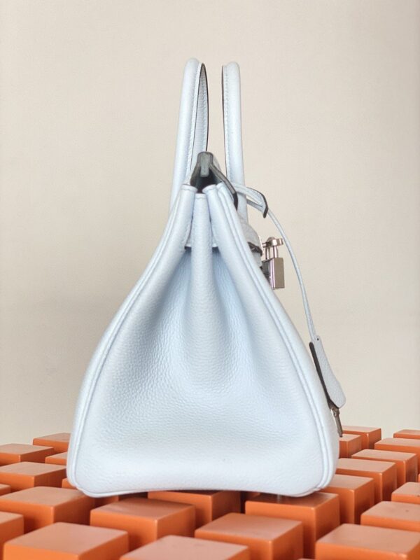 1:1 Replica Hermes Birkin Nata Swift Light Blue For Women Silver Toned Hardware 10in/25cm