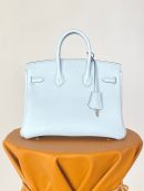 1:1 Replica Hermes Birkin Nata Swift Light Blue For Women Silver Toned Hardware 10in/25cm