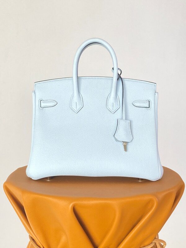 1:1 Replica Hermes Birkin Nata Swift Light Blue For Women Silver Toned Hardware 10in/25cm