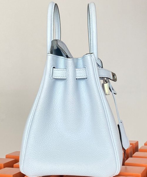 1:1 Replica Hermes Birkin Nata Swift Light Blue For Women Silver Toned Hardware 10in/25cm