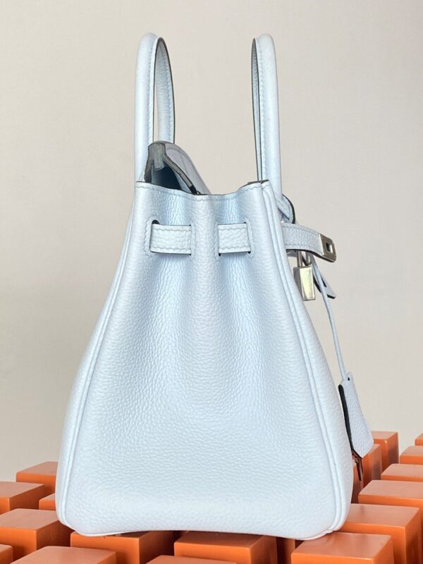 1:1 Replica Hermes Birkin Nata Swift Light Blue For Women Silver Toned Hardware 10in/25cm