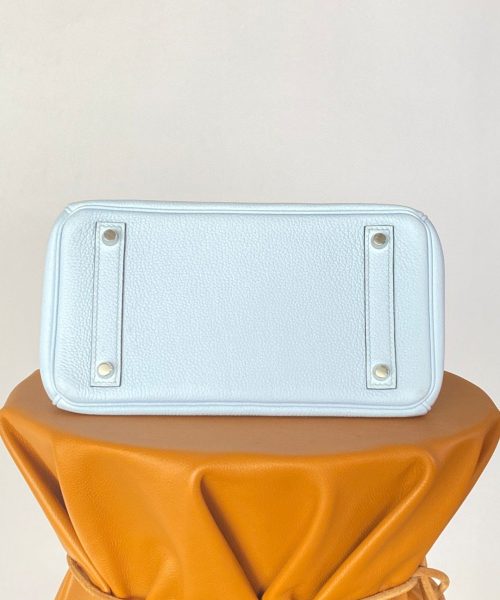 1:1 Replica Hermes Birkin Nata Swift Light Blue For Women Silver Toned Hardware 10in/25cm