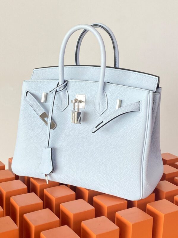 1:1 Replica Hermes Birkin Nata Swift Light Blue For Women Silver Toned Hardware 10in/25cm