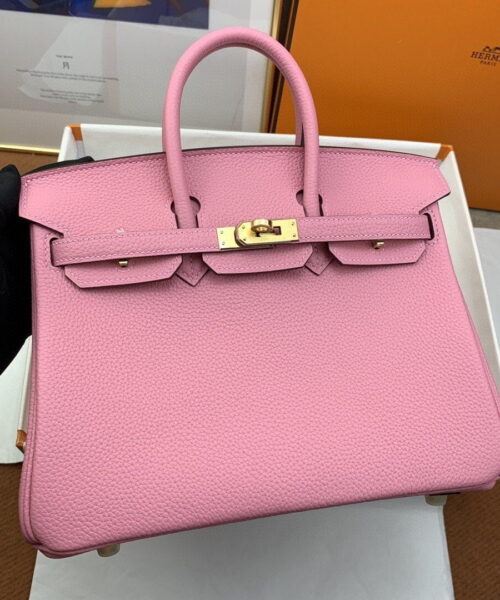 1:1 Replica Hermes Birkin Nata Swift Pink For Women Gold Toned Hardware 10in/25cm