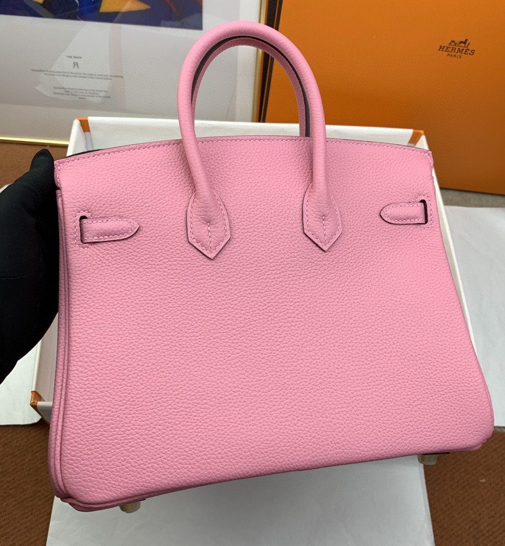 1:1 Replica Hermes Birkin Nata Swift Pink For Women Gold Toned Hardware 10in/25cm