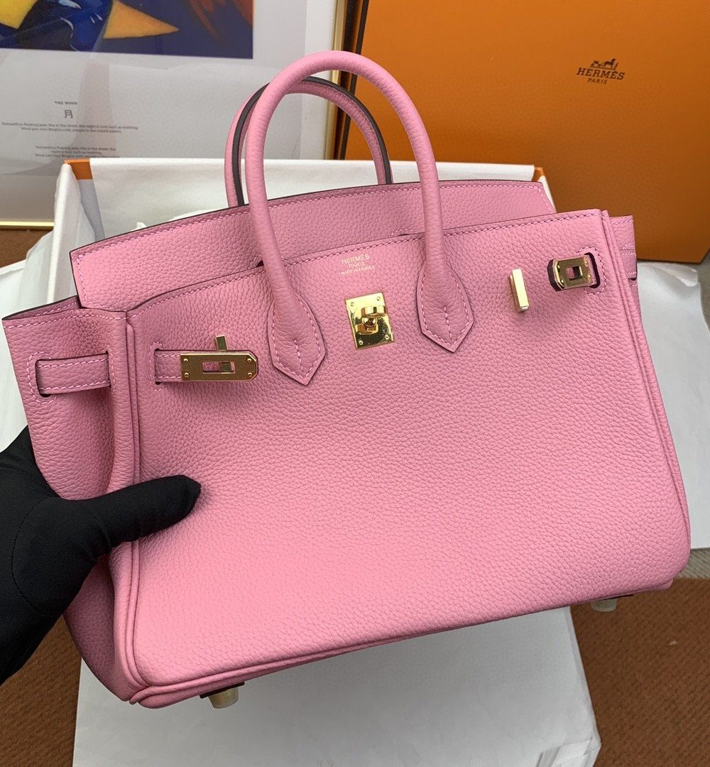 1:1 Replica Hermes Birkin Nata Swift Pink For Women Gold Toned Hardware 10in/25cm