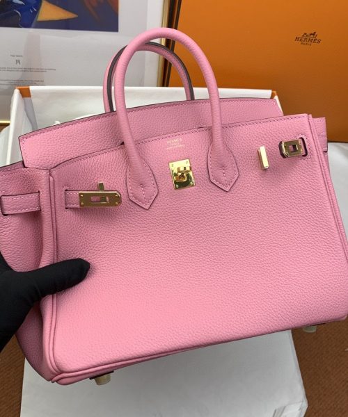 1:1 Replica Hermes Birkin Nata Swift Pink For Women Gold Toned Hardware 10in/25cm