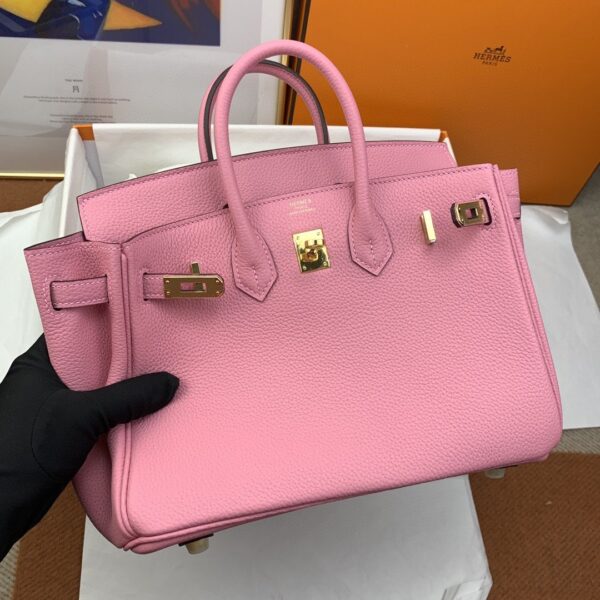1:1 Replica Hermes Birkin Nata Swift Pink For Women Gold Toned Hardware 10in/25cm