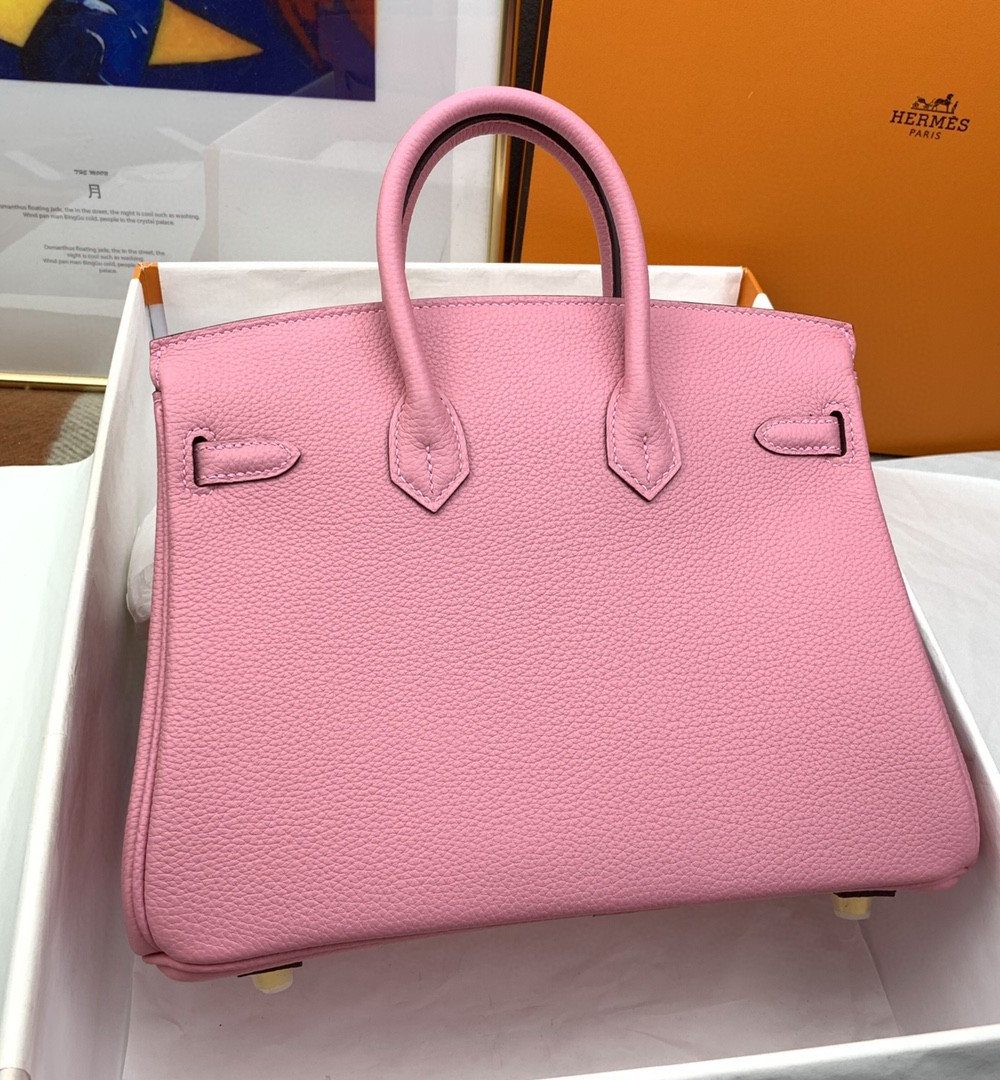 1:1 Replica Hermes Birkin Nata Swift Pink For Women Gold Toned Hardware 10in/25cm