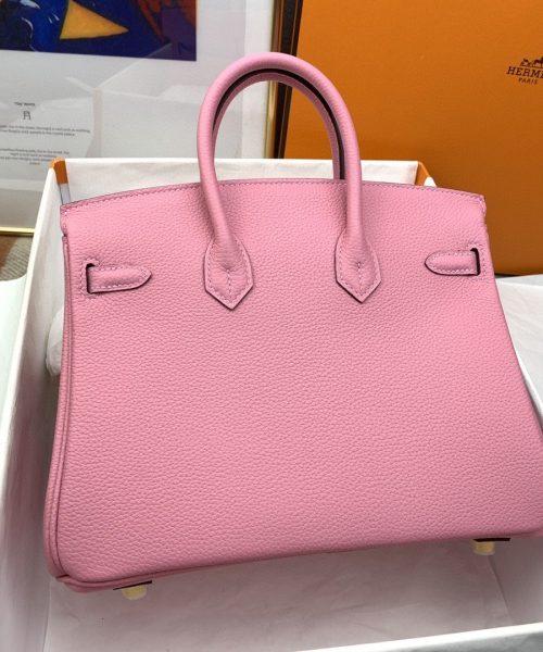 1:1 Replica Hermes Birkin Nata Swift Pink For Women Gold Toned Hardware 10in/25cm