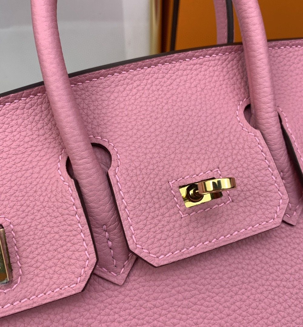 1:1 Replica Hermes Birkin Nata Swift Pink For Women Gold Toned Hardware 10in/25cm