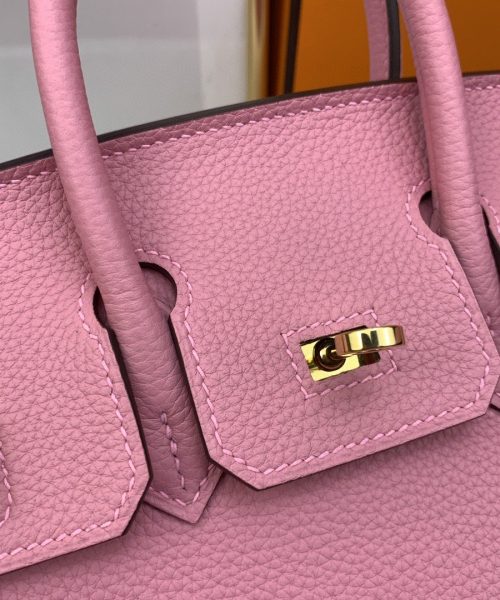 1:1 Replica Hermes Birkin Nata Swift Pink For Women Gold Toned Hardware 10in/25cm