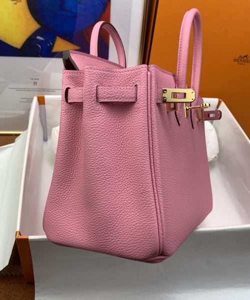 1:1 Replica Hermes Birkin Nata Swift Pink For Women Gold Toned Hardware 10in/25cm