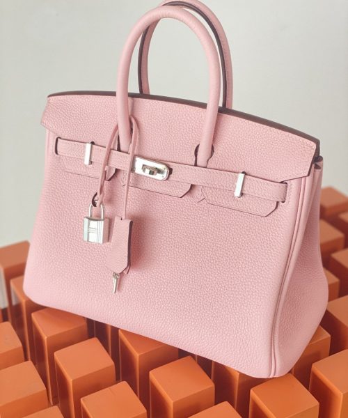 1:1 Replica Hermes Birkin Nata Swift Pink For Women Silver Toned Hardware 10in/25cm