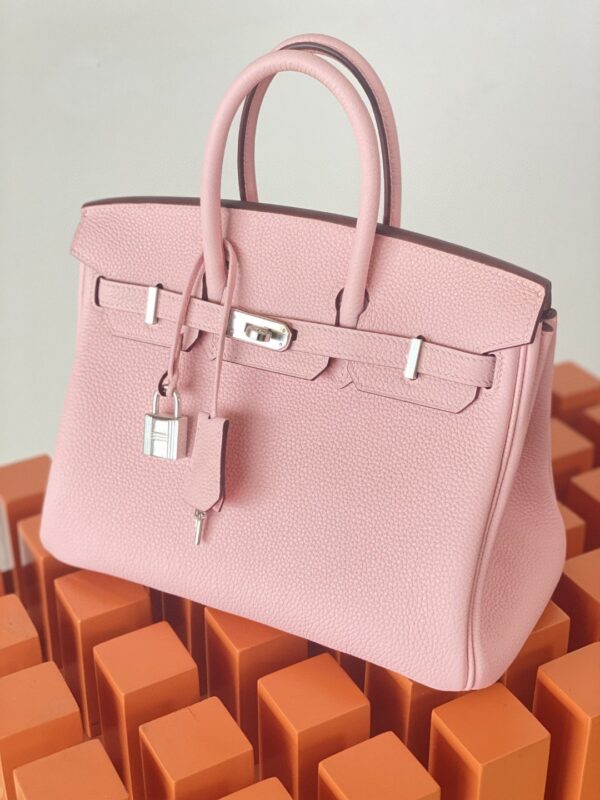 1:1 Replica Hermes Birkin Nata Swift Pink For Women Silver Toned Hardware 10in/25cm