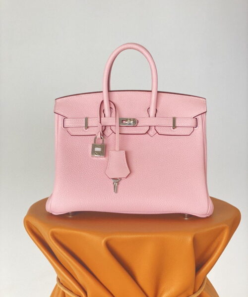 1:1 Replica Hermes Birkin Nata Swift Pink For Women Silver Toned Hardware 10in/25cm