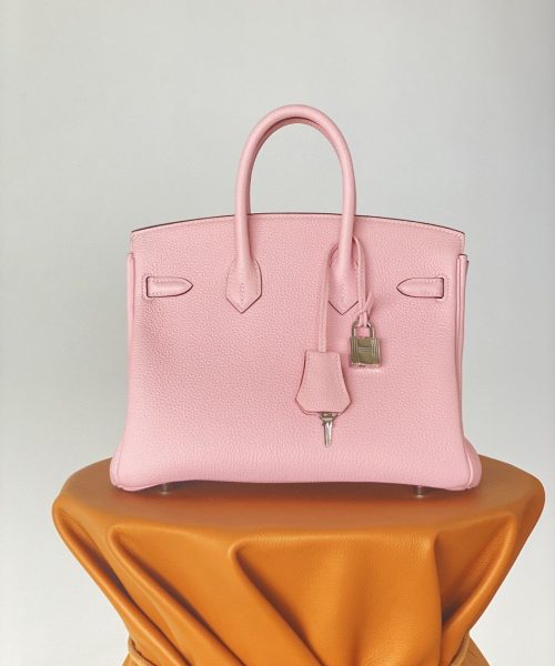 1:1 Replica Hermes Birkin Nata Swift Pink For Women Silver Toned Hardware 10in/25cm