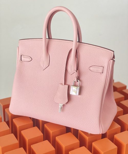 1:1 Replica Hermes Birkin Nata Swift Pink For Women Silver Toned Hardware 10in/25cm