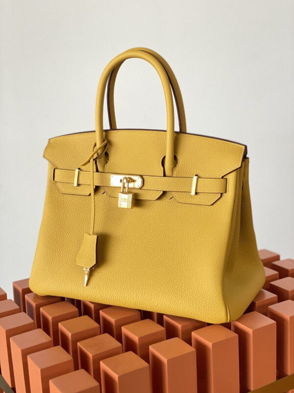 1:1 Replica Hermes Birkin Nata Swift Yellow For Women Gold Toned Hardware 10in/25cm