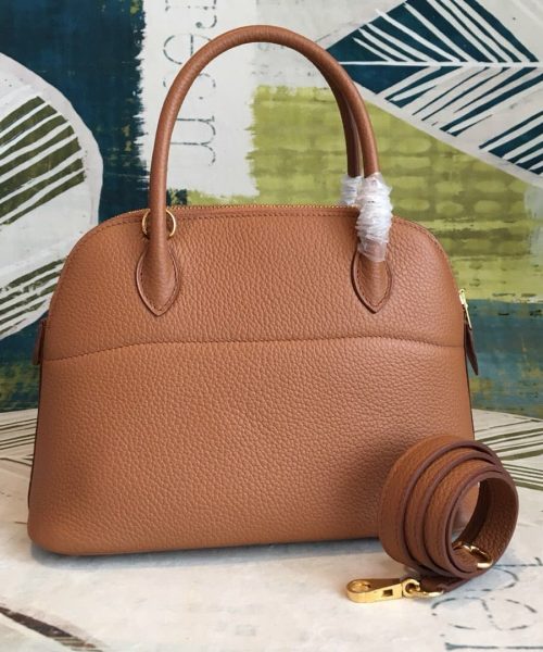 1:1 Replica Hermes Bolide Bag Brown For Women Silver Toned Hardware 12.6in/32cm