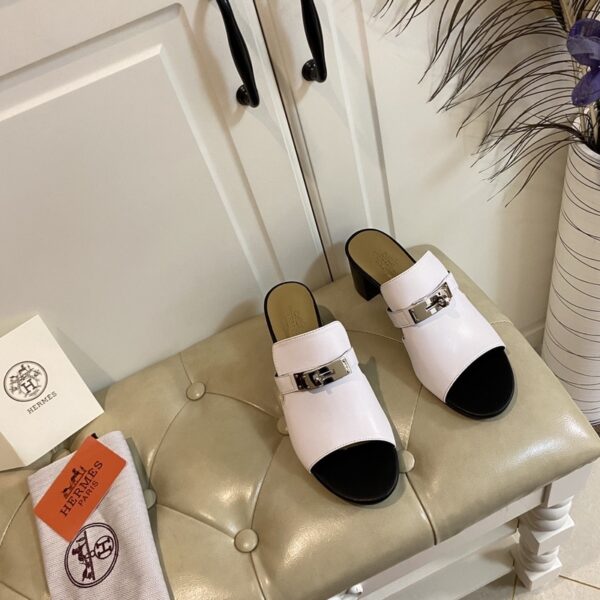 Hermes Candy Sandal White/Black For Women, Women's Shoes H211071Z