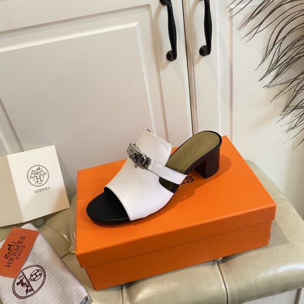 Hermes Candy Sandal White/Black For Women, Women's Shoes H211071Z