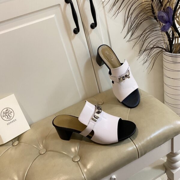 Hermes Candy Sandal White/Black For Women, Women's Shoes H211071Z