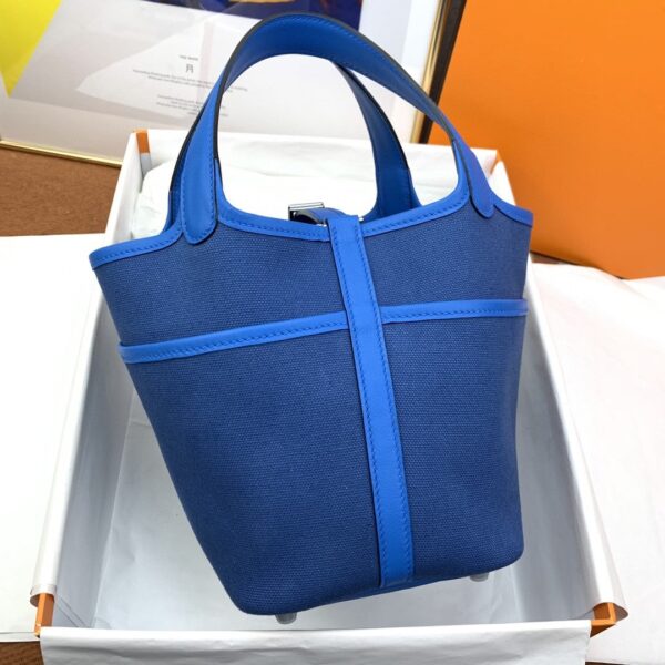 1:1 Replica Hermes Cargo Picotin Lock 18 Blue, Silver Toned Hardware Bag For Women, Women's Handbags, Shoulder Bags 7.1in/18cm