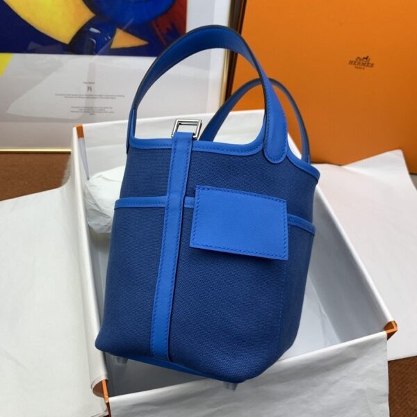 1:1 Replica Hermes Cargo Picotin Lock 18 Blue, Silver Toned Hardware Bag For Women, Women's Handbags, Shoulder Bags 7.1in/18cm