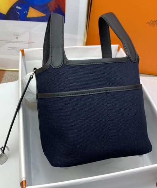 1:1 Replica Hermes Cargo Picotin Lock 18 Dark Blue, Silver Toned Hardware Bag For Women, Women's Handbags, Shoulder Bags 7.1in/18cm
