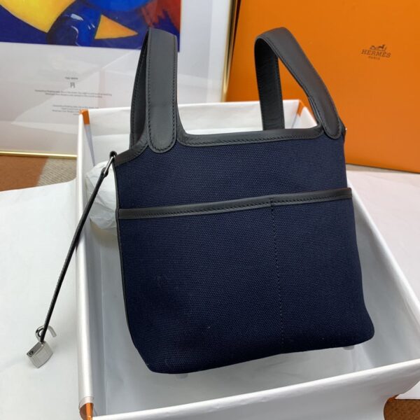 1:1 Replica Hermes Cargo Picotin Lock 18 Dark Blue, Silver Toned Hardware Bag For Women, Women's Handbags, Shoulder Bags 7.1in/18cm