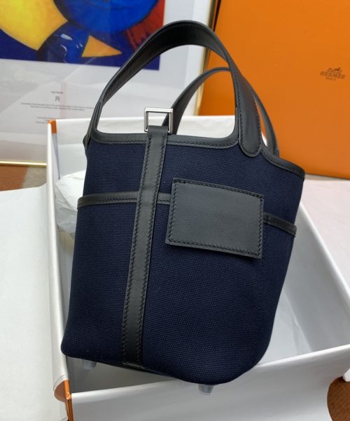1:1 Replica Hermes Cargo Picotin Lock 18 Dark Blue, Silver Toned Hardware Bag For Women, Women's Handbags, Shoulder Bags 7.1in/18cm
