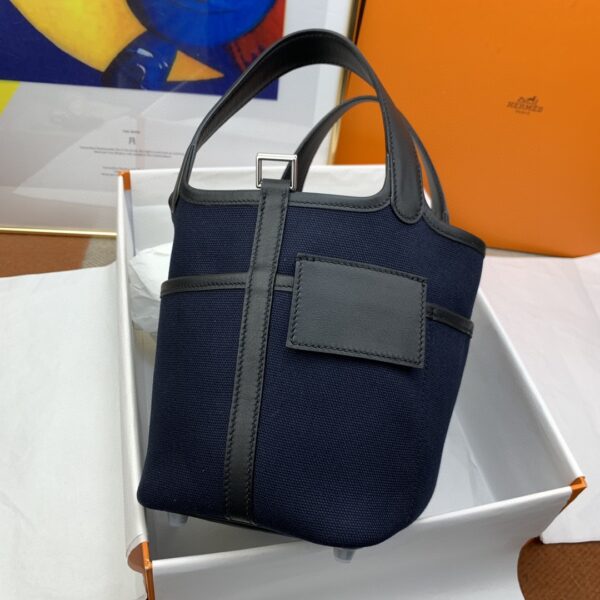 1:1 Replica Hermes Cargo Picotin Lock 18 Dark Blue, Silver Toned Hardware Bag For Women, Women's Handbags, Shoulder Bags 7.1in/18cm