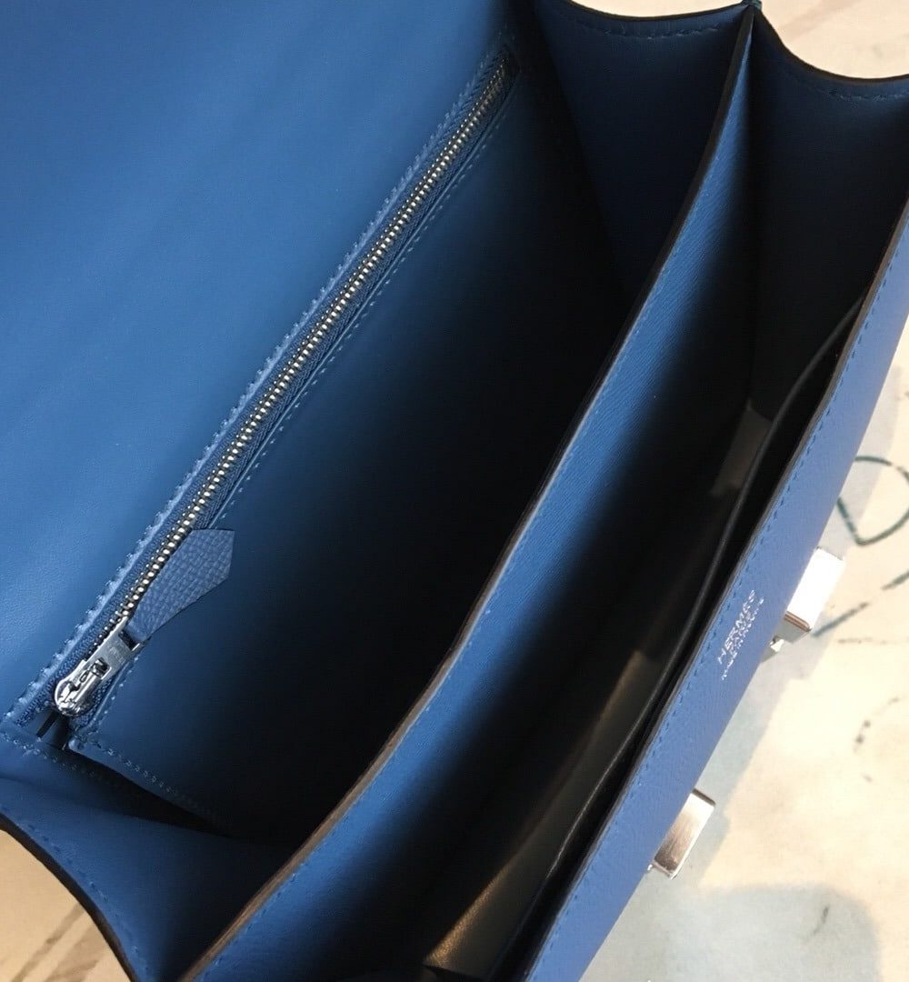 1:1 Replica Hermes Constance 18 Epsom Navy Blue For Women Silver Toned Hardware, Women’s Handbags, Shoulder Bags 7.1in/18cm