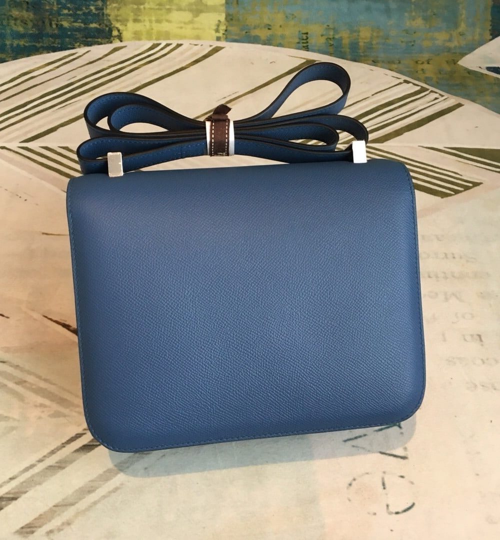 1:1 Replica Hermes Constance 18 Epsom Navy Blue For Women Silver Toned Hardware, Women’s Handbags, Shoulder Bags 7.1in/18cm